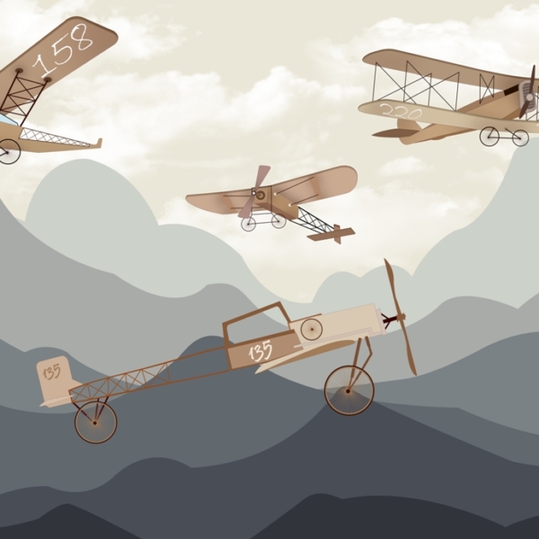 Freska „Aeroplanes in the Mountains” (lėktuvai kalnuose)