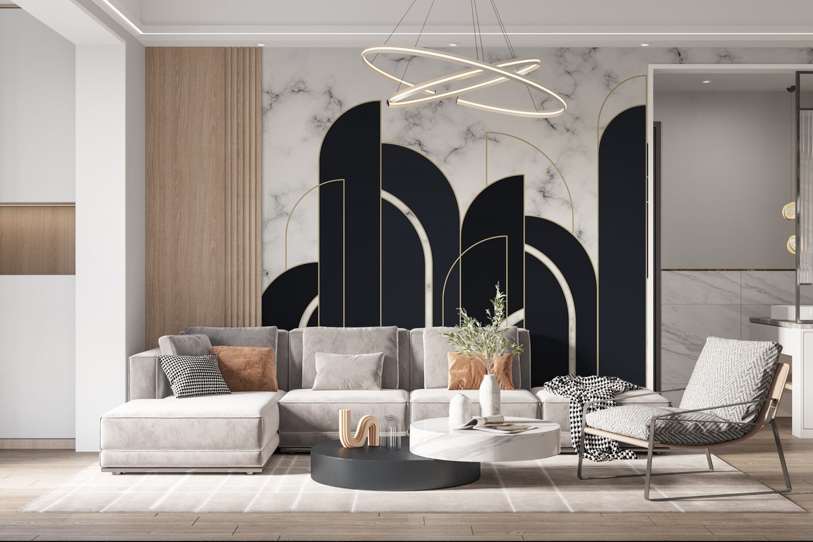 Sienų tapyba Juoda Geometrinis modelis