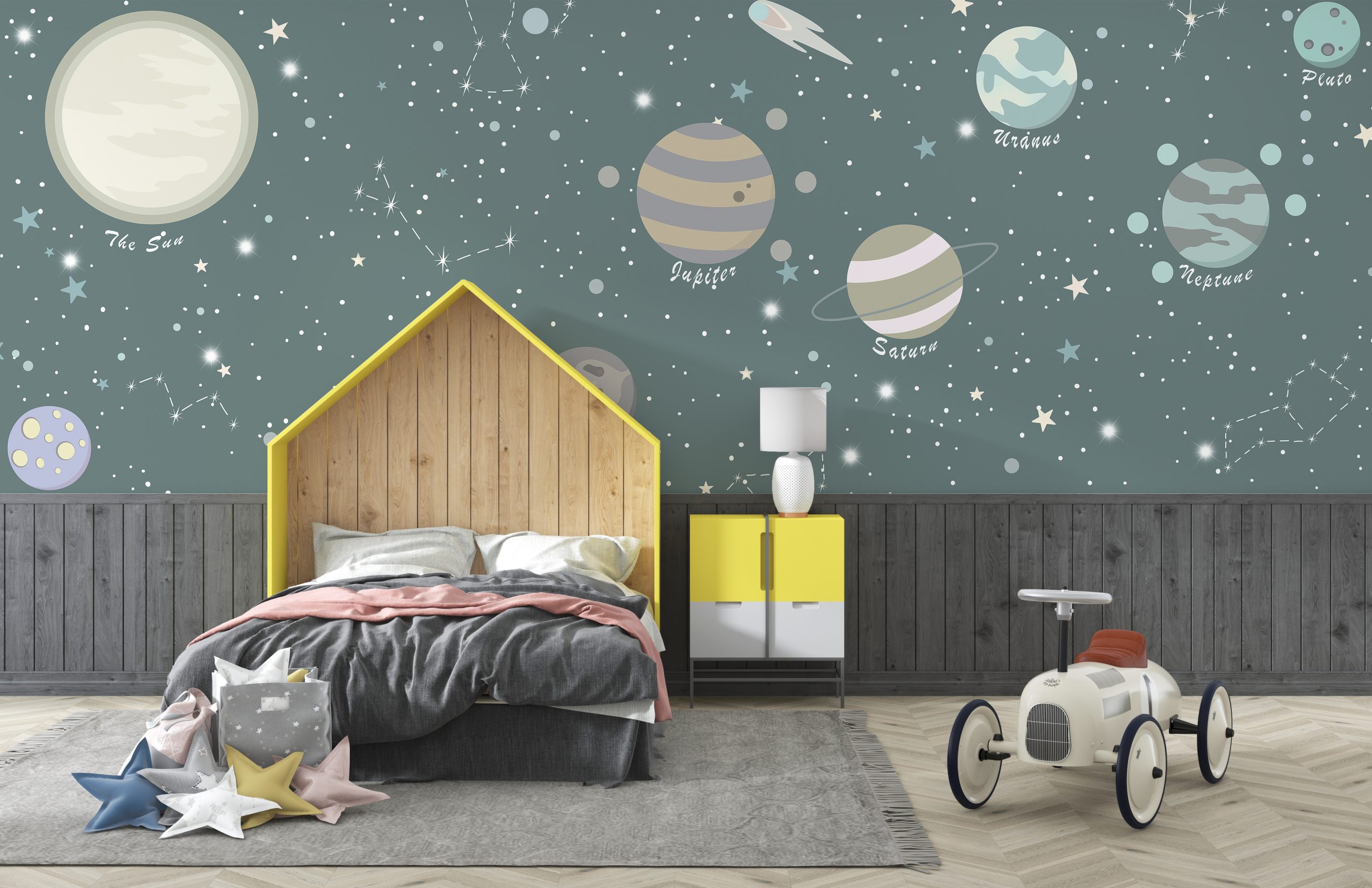 Spalvotos planetos sieninė tapyba