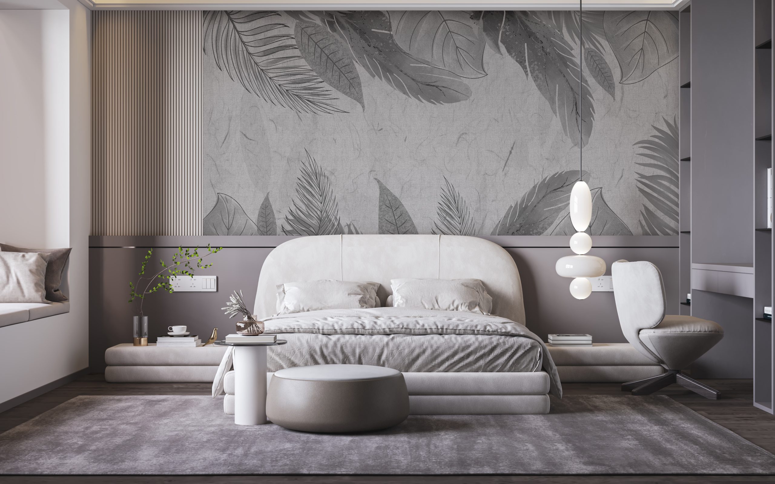 Sienų tapyba Grey Leaf Frame