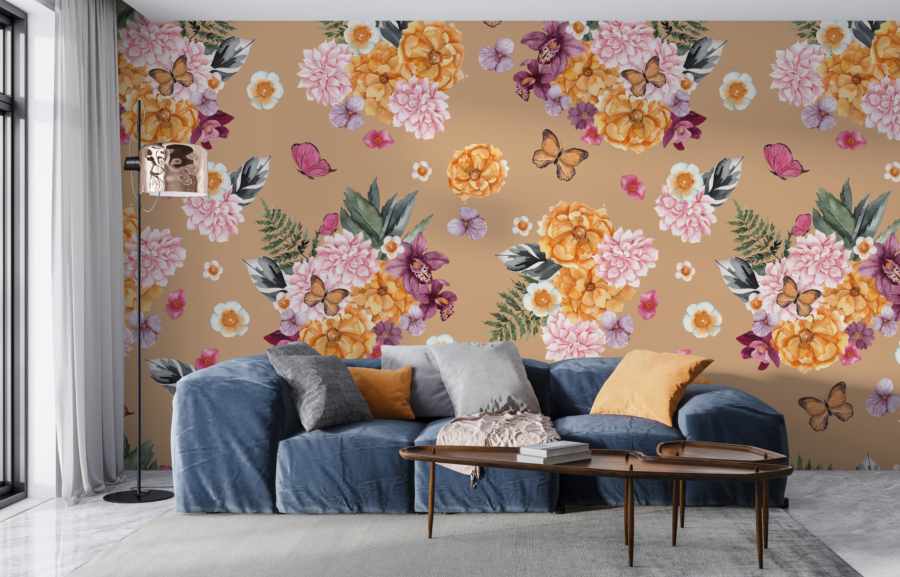 Photowall Linksmos gėlės ir drugeliai