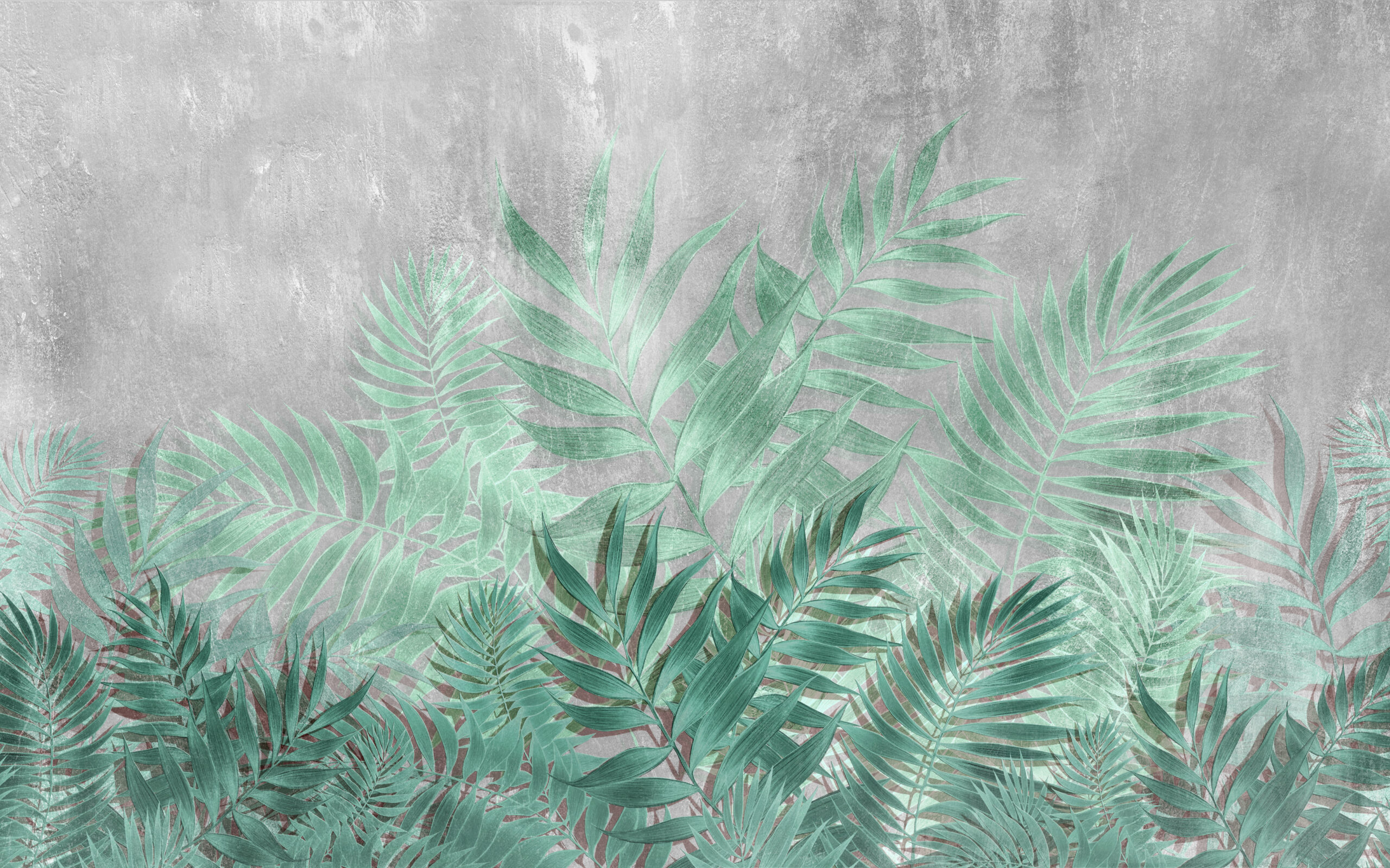 Drawing,Of,Tropical,Leaves,In,The,Style,Of,Wall,Plaster