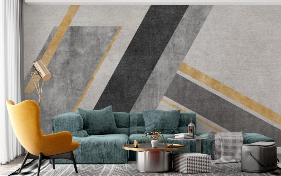 Fototapeta Stripes in Shades of Grey and Gold