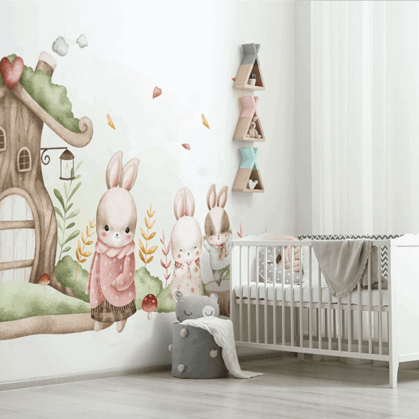 Fototapetai Miško zuikių šeima