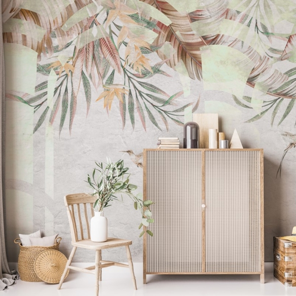 Fototapetai Egzotiniai lapai dekoratyvinėse arkose