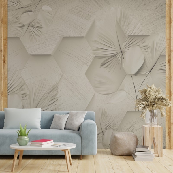 Fototapetai Šešiakampiai ir lapai