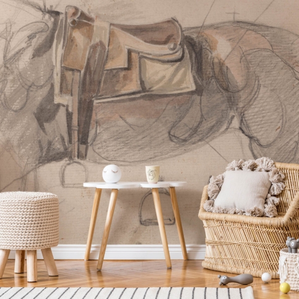 Fototapetai Eskizas su balnu