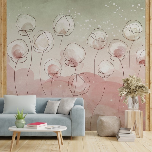 Fototapetai Gėlės tekančiomis linijomis