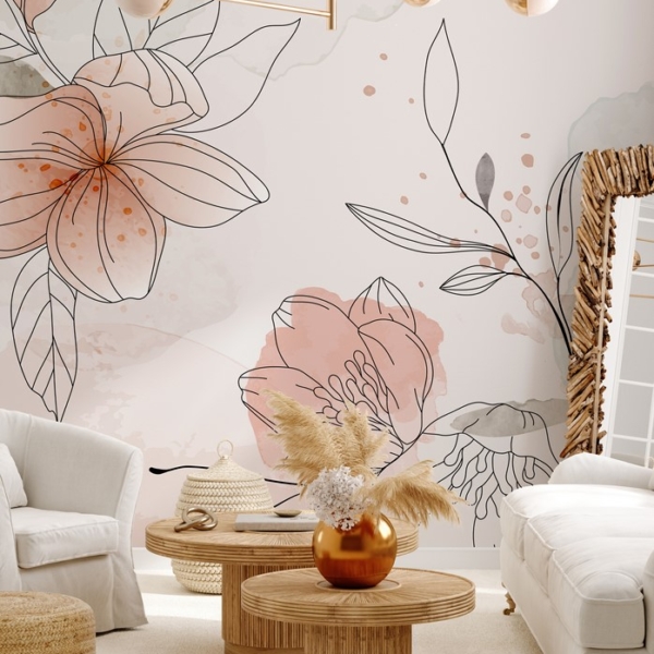 Fototapetai Subtilūs akvarelės žiedai