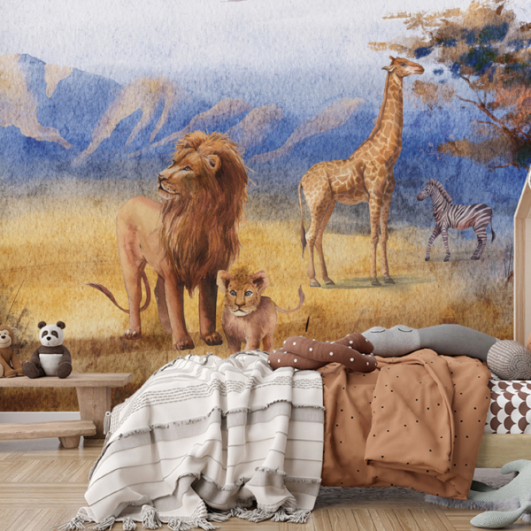 Fototapetai Afrikos gyvūnai akvarelės stiliumi