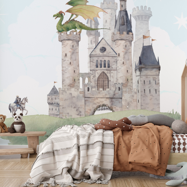 Fototapetai Fototapetai „Pasakų pilis su drakonu“