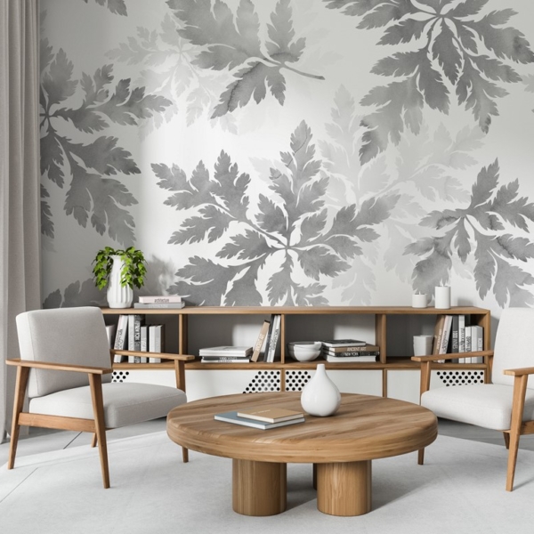 Fototapetai Lapai pilkos spalvos atspalviuose