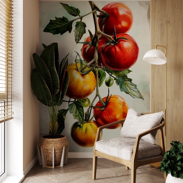 Fototapetai Prinokę pomidorai ant šakos