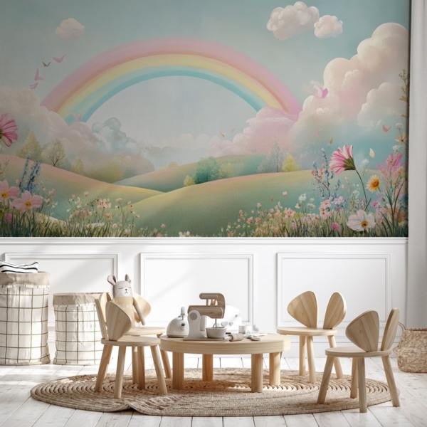 Fototapetai Vaivorykštės rojus pievoje