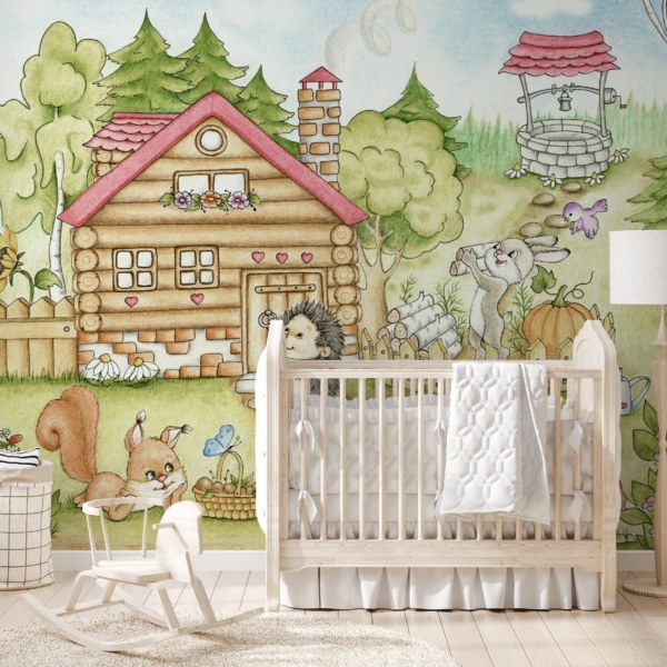 Fototapetai Namas tarp medžių