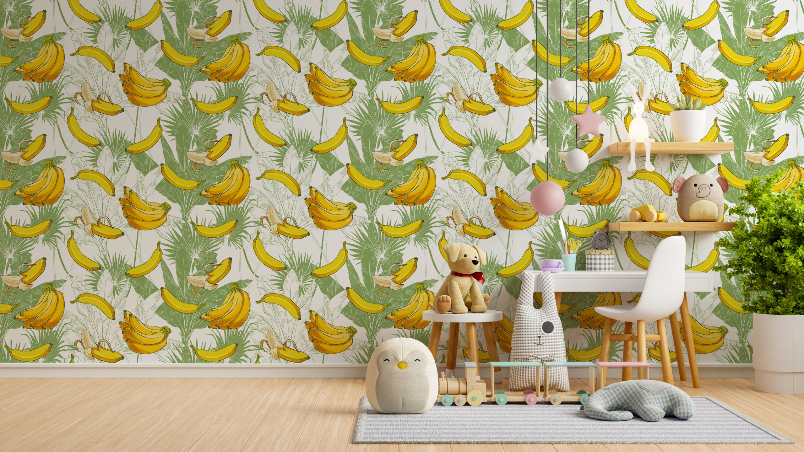 Fototapetai Bananai tarp lapų