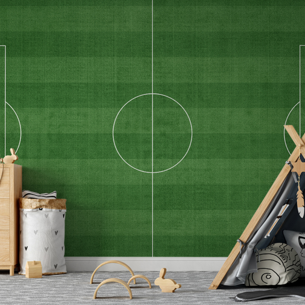 Fototapetai Žalias futbolo laukas su linijomis