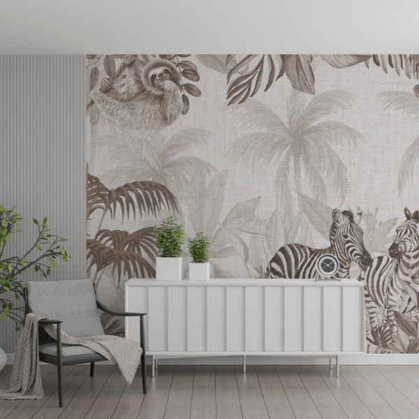 Fototapetai Zebrai miglotame miške