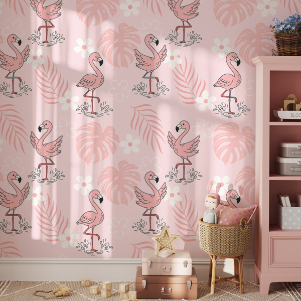 Fototapetai Flamingos rožinės spalvos
