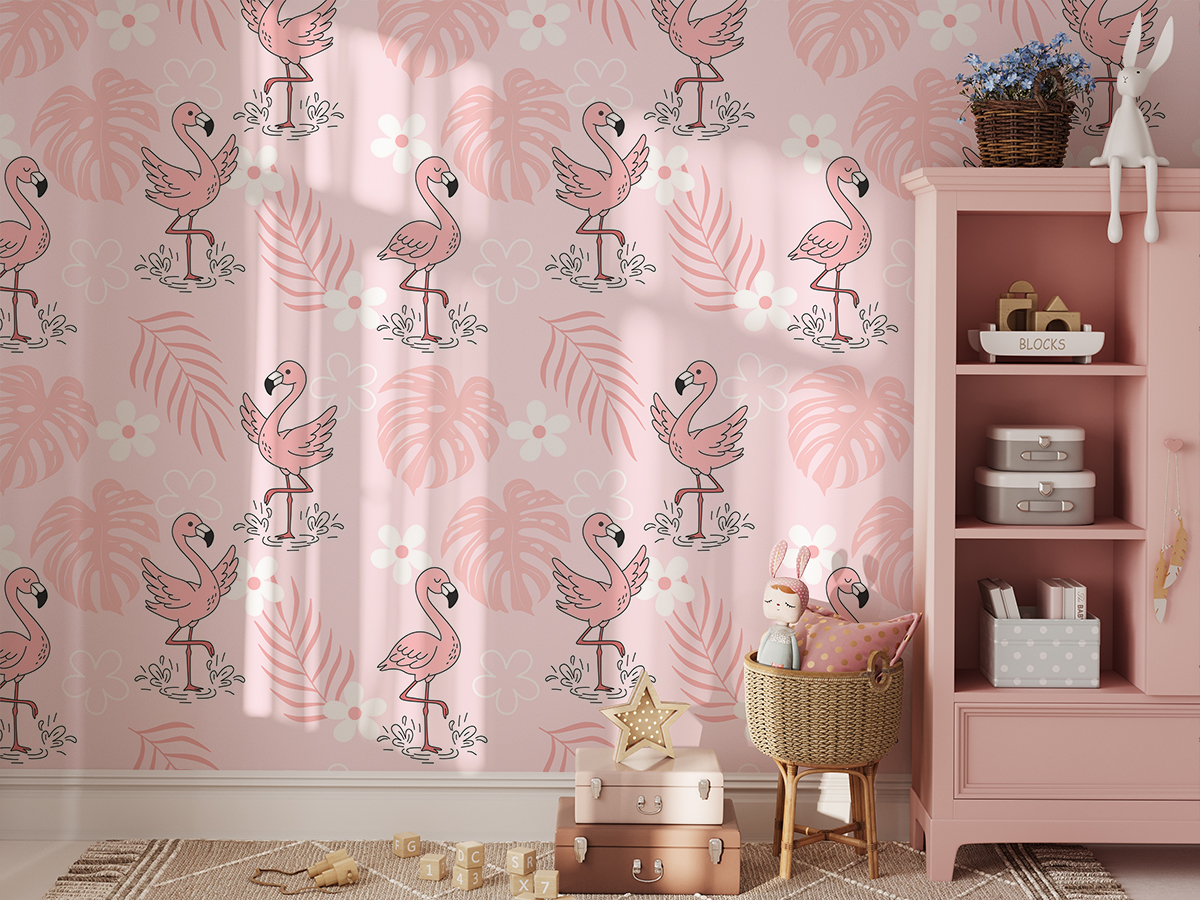 Fototapetai Flamingos rožinės spalvos