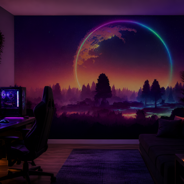 Fototapetai Kosmoso žiedas virš miško