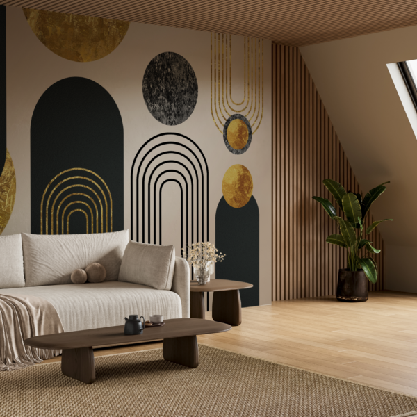Fototapetai Juodos ir auksinės arkos geometrija