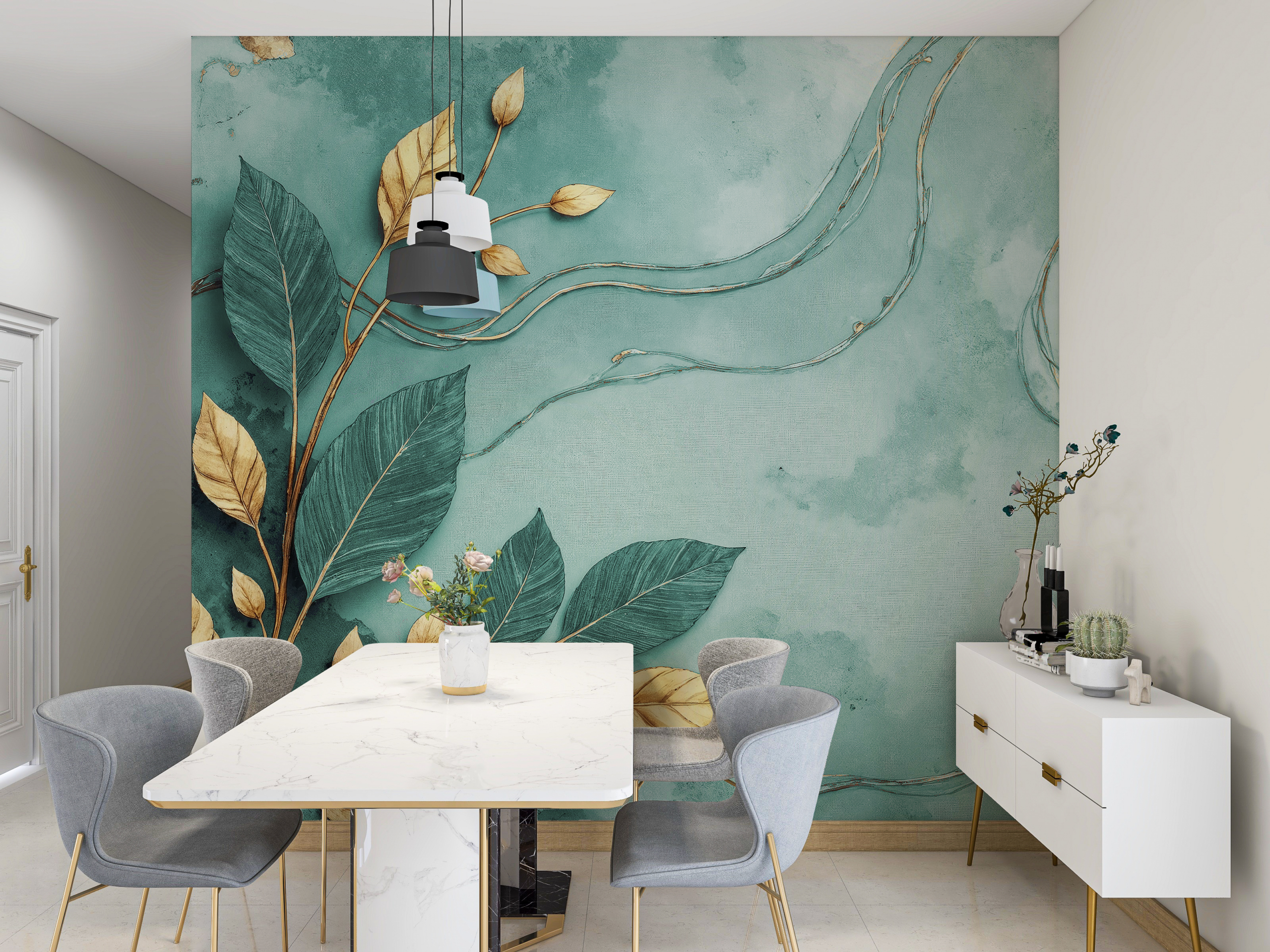 Fototapetai Turkio spalvos Botanica su auksu