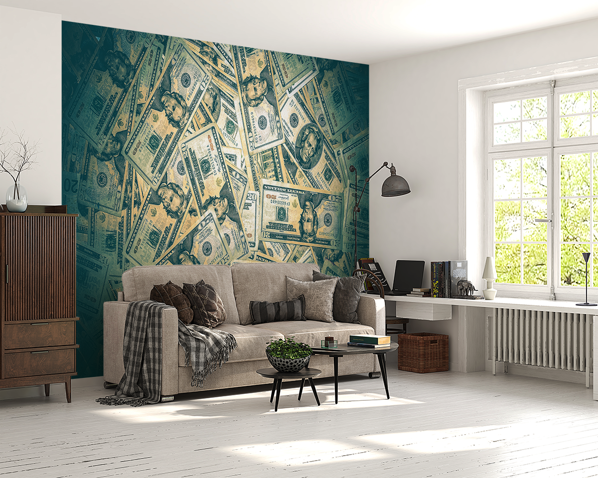 Fototapetai Amerikos banknotų krūva