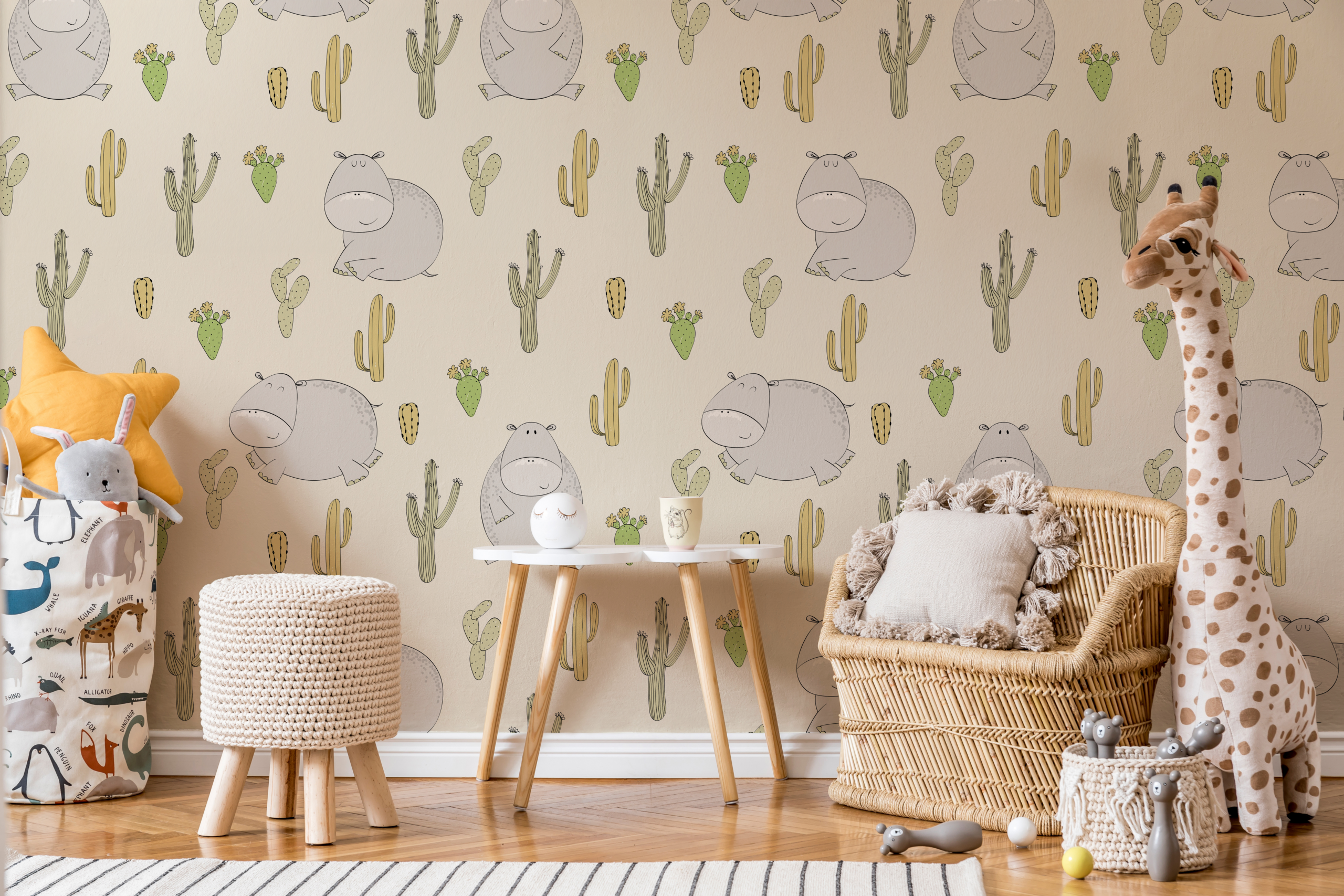 Fototapetai Hippos tarp kaktusų
