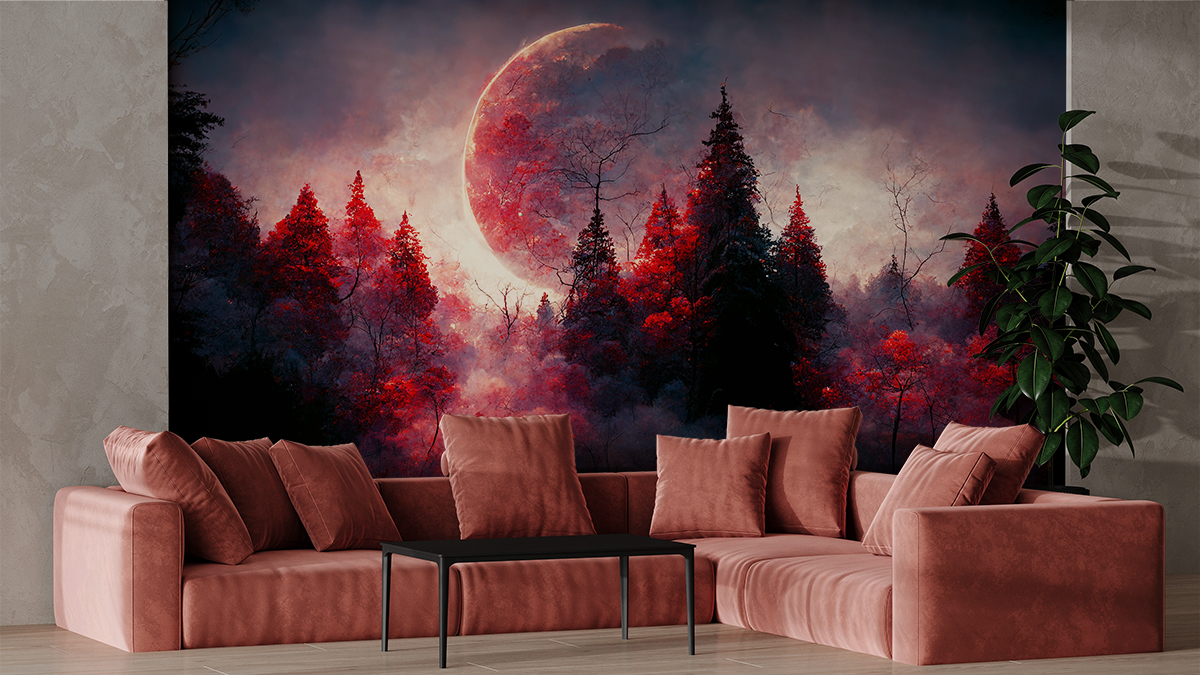 Fototapetai Raudonoji planeta virš Tamsaus miško