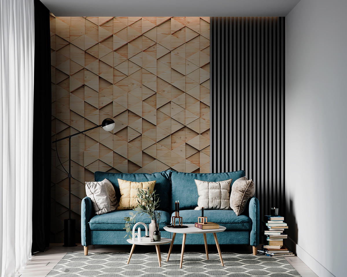 Fototapetai Medinė geometrija 3D