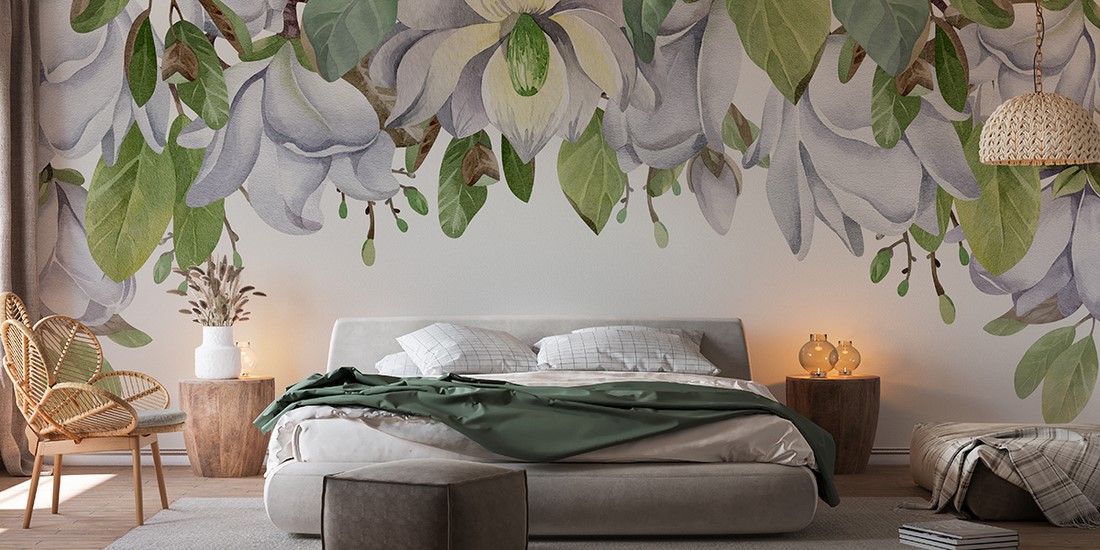 Fototapetai Magnolijos ant baltos