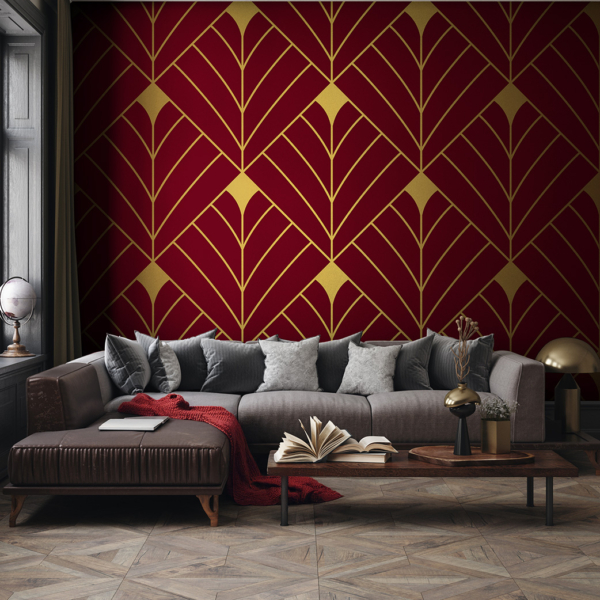 Fototapetai Geometriniai bordo spalvos vėduokliai